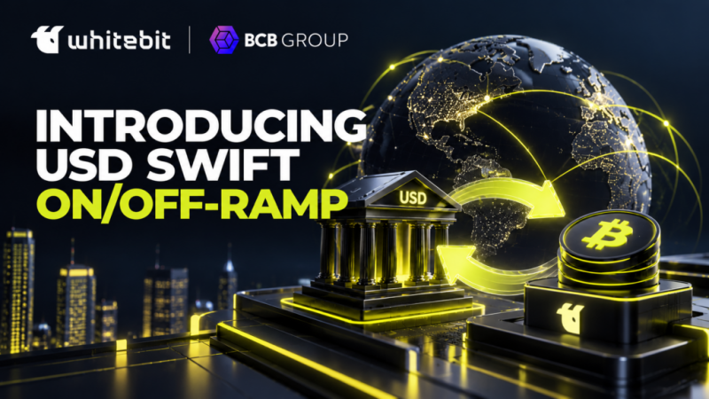 WhiteBIT adds USD SWIFT transfers for corporate clients through BCB Group partnership